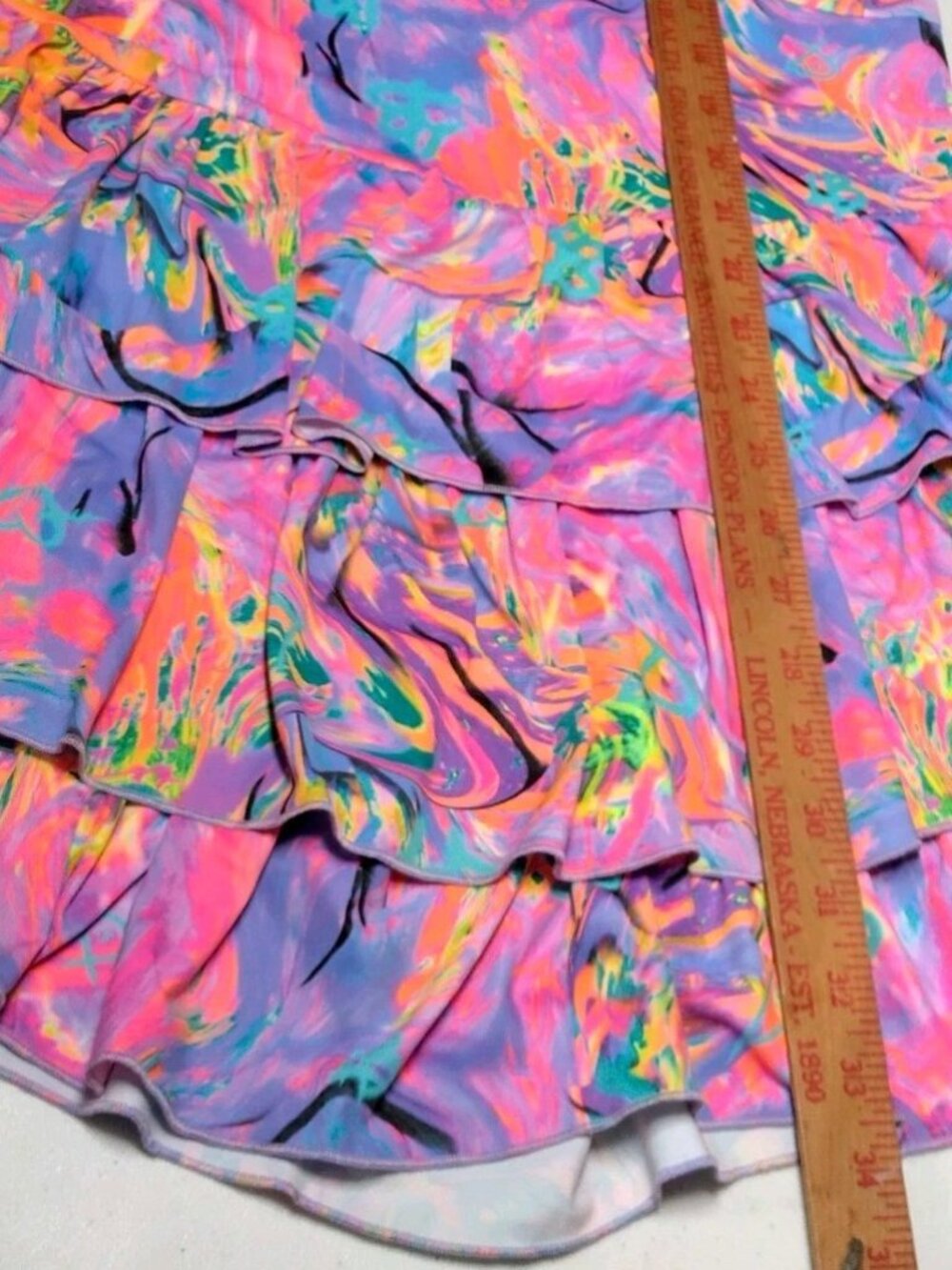 Lisa Blue Call Of The Whale Dress AUS UK 14 US 10 Beach Ruffle Psychedelic Swirl - Picture 5 of 16